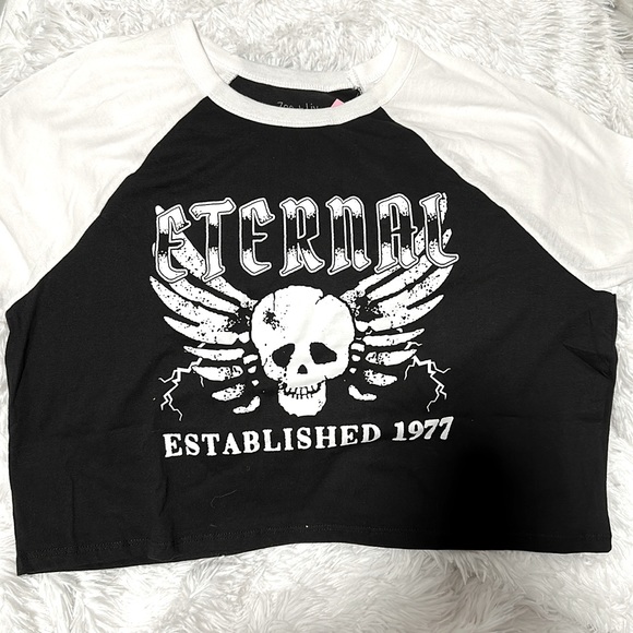 🆕 Eternal Skull Mid Crop Tee - XXL NWT - Picture 2 of 5
